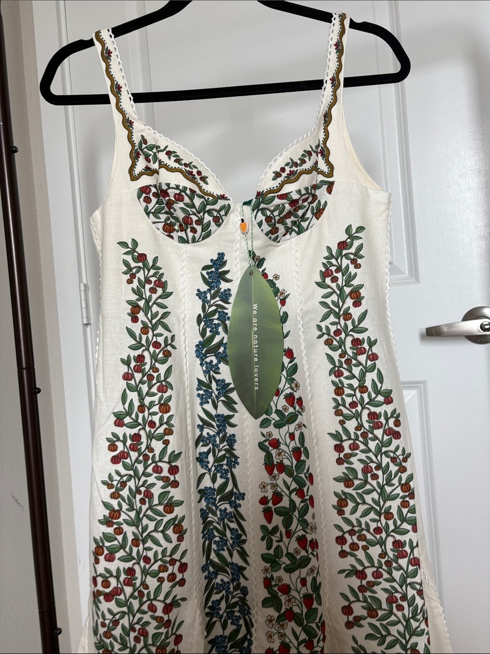 NWT FARM Rio Fruit Beauty Linen Blend Floral Print Cocktail Maxi Dress - Picture 3 of 9